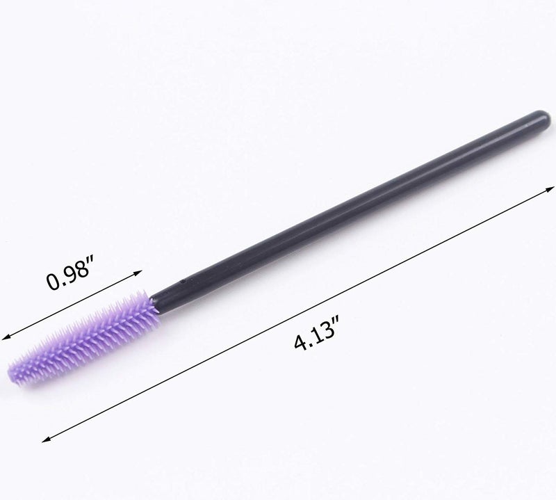 BIHRTC Pack of 100 One-Off Disposable Silicone Eyelash Mascara Brushes Wands Applicator Eyebrow Brush Makeup Tool Kit Set (Tower Shape - Black+Purple) - Image 3